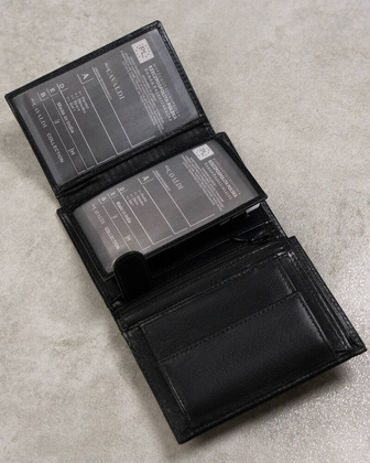 Skorzany portfel na karty i ochrona RFID Protect