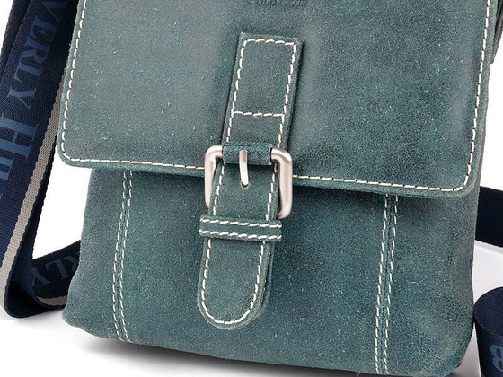 BH-322 NEBRASKA Torba na ramię skórzana Niebieska