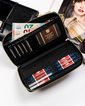 Modny portfel piórnik z ochroną kart rfid stop