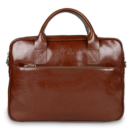 Skórzana torba męska na ramię laptopa 15,6" brązowa - Pavone Nero Siena 2362 BR