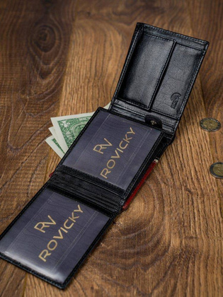 Poziomy portfel męski dwukolorowy, skóra naturalna hq