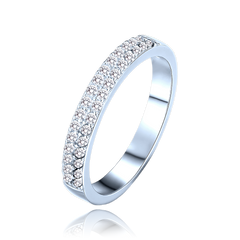 MINET Luksusowy pierścien srebrny z białymi cyrkoniami wielkość 11