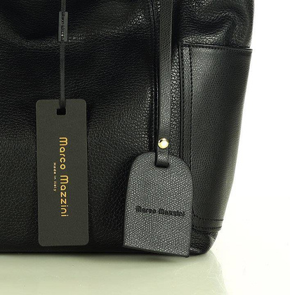 Skórzana torba damska w trapez na ramię sholder genuine leather bag MARCO MAZZINI czarna - min. zamówienie 20 / 50 / 100 szt.