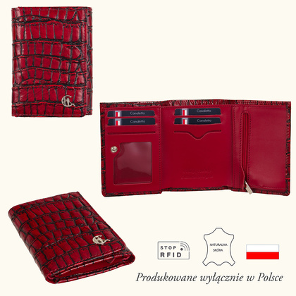 Czerwony portfel damski Canaletto croco PD1135s96 RFID