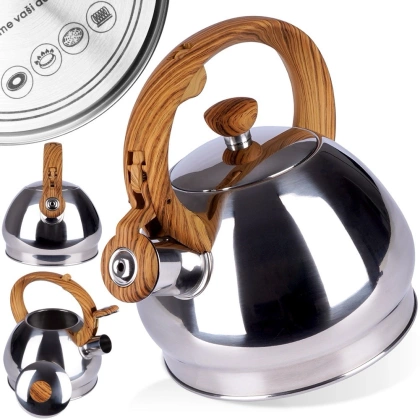 Czajnik stalowy z gwizdkiem automatyczny do gotowania wody tradycyjny srebrny1,5 l