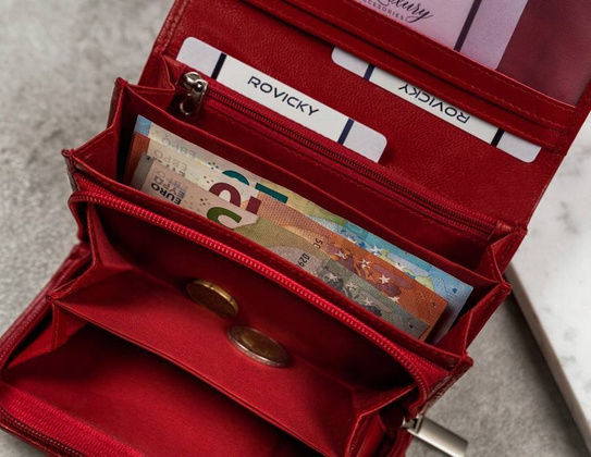 Poziomy portfel damski ze skóry naturalnej z systemem rfid