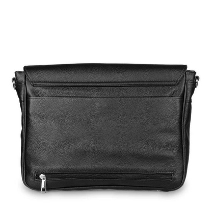 Skórzana listonoszka męska torba na ramię laptopa czarna - Pavone Nero Lukka 2331 BL