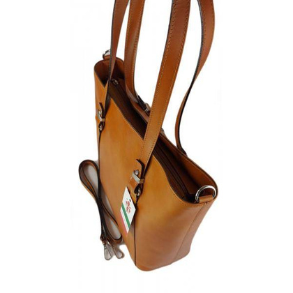 Klasyczna Włoska torebka skórzana na ramię mieści A4 ,Vera Pelle , Camel MVN14C