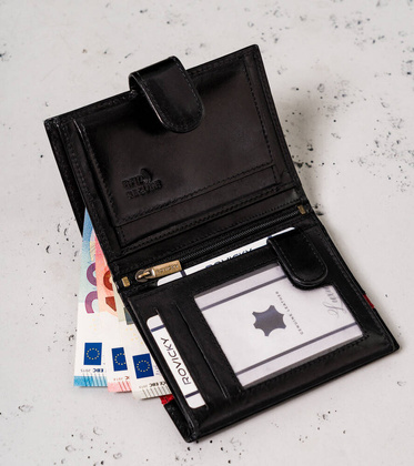 Skorzany portfel meski z zabezpieczeniem RFID Protect