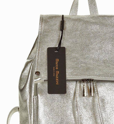 Praktyczny plecak z naturalnej skóry DALLAS srebrny - min. zamówienie 20 / 50 / 100 szt.