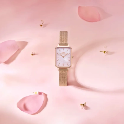 ZEGAREK DAMSKI DANIEL WELLINGTON Quadro Pressed Melrose Pearl 20mm DW00100510 + BOX (zw505o)