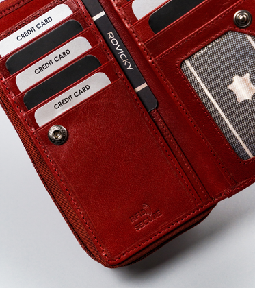 Duży, skórzany portfel damski na zamek