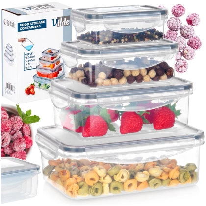 Pojemniki na żywność z pokrywką i uszczelką 4 szt.
