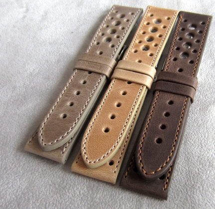 LAVVU Perforowany ciemnobrązowy szyty pasek VINTAGE z luksusowej skóry Top Grain - 20