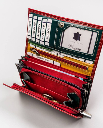 Duży, skórzany portfel damski z systemem rfid