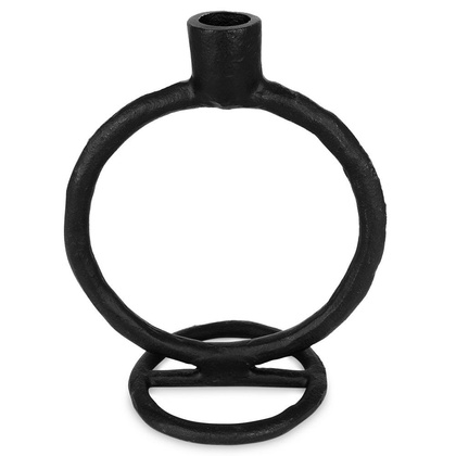 Świecznik na długą świeczkę aluminiowy czarny 19 cm