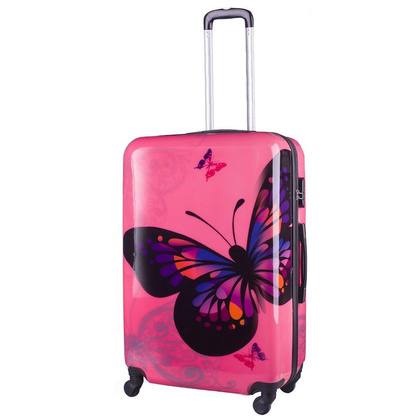 Średnia walizka KEMER RGL PRINT M Różowy Motyl