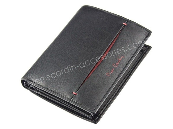 Portfel męski skórzany PIERRE CARDIN TILAK07 330 RFID Czarny / Bordowy
