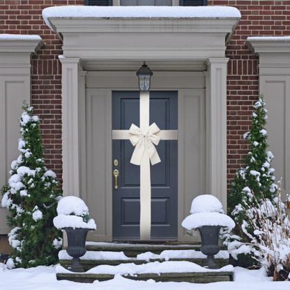 KOKARDA NA DRZWI 33x10x42CM WSTĄŻKA 4,3M BIAŁA