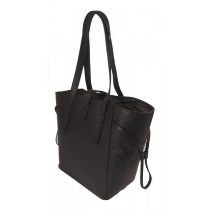 Pakowna włoska torebka skórzana na ramię mieści A4 ,Vera Pelle , Czarna BKL25N