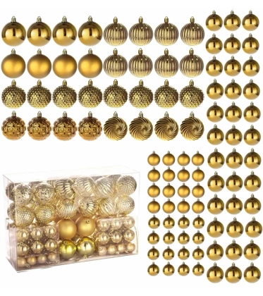 Bombki choinkowe komplet 100 szt. nietłukących plastikowych bombek - Złoty