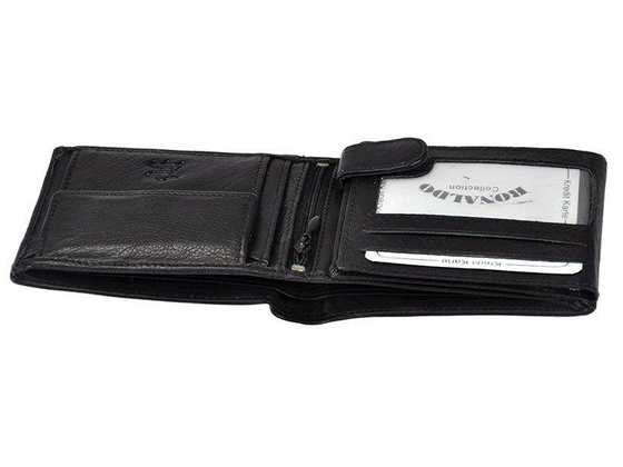 Klasyczny, poziomy skórzany portfel męski bez zapięcia