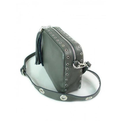 Listonoszka frędzelek, kółka ,dzety srebrne okucia Vera Pelle Szara VP1188G