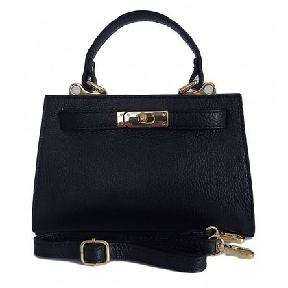 Włoska torebka listonoszka , kuferek Vera Pelle złote okucia skóra BERK221N