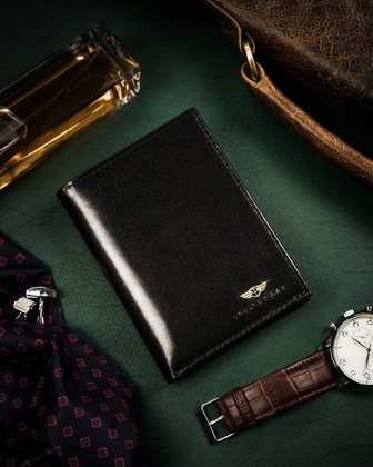 Duzy skorzany portfel meski bez zapiecia