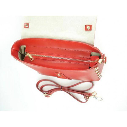 Kuferek listonoszka A5 złote dżety + zamsz czerwony Vera Pelle VPK789R