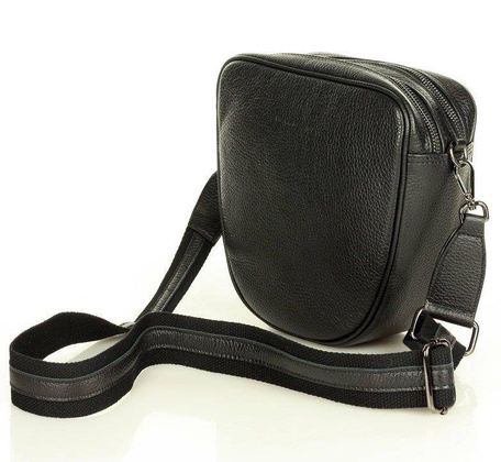 Torba skórzana na dwa zamki crossbody camera bag - MARCO MAZZINI czarny - min. zamówienie 20 / 50 / 100 szt.