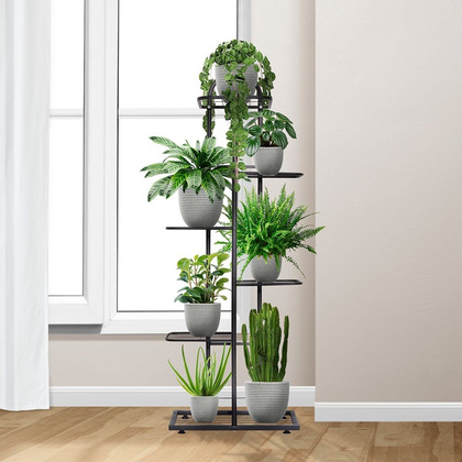 Kwietnik 6-poziomowy na doniczki metalowy czarny 118cm