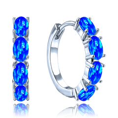 MINET Srebrne kolczyki z granatowymi opalami