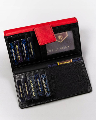 Duży skórzany portfel damski na zatrzask