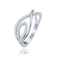 MINET Luksusowy pierścien srebrny z białymi cyrkoniami wielkość 19