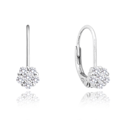 MINET Kolczyki srebrne KWIATY z białymi cyrkoniami