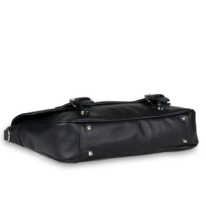 Skórzana listonoszka męska torba na ramię laptopa czarna - Pavone Nero Lukka 2331 BL