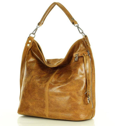 Ponadczasowa torebka worek skórzana MAZZINI - Renella brąz karmel - min. zamówienie 20 / 50 / 100 szt.