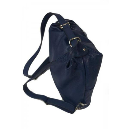 Torebko plecak,Włoski worek na ramię Vera Pelle,pojemny A4 STZ34BS granatowy