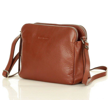 MARCO MAZZINI Torebka skórzana crossbody listonoszka dwie komory brąz migdałowy - min. zamówienie 20 / 50 / 100 szt.
