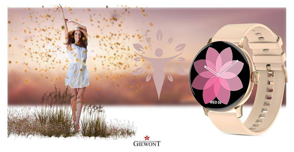 Smartwatch Giewont Różowy GW330-1 + Bransoleta Różowe Złoto
