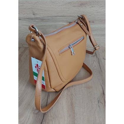 Duża pojemna Włoska skórzana listonoszka A5 Vera Pelle Camel VPLB25C