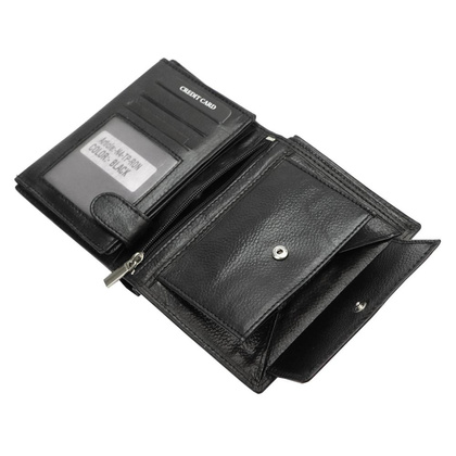 Duży skórzany czarny portfel męski rfid