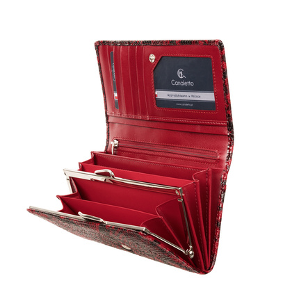 Duży czerwony portfel damski wąż RFID Canaletto PD1602s268