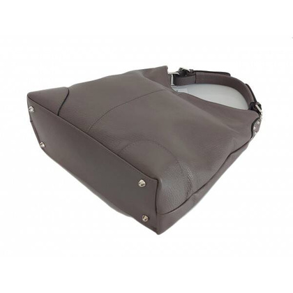 Skórzany Włoski worek ,torba na ramię Vera Pelle miękka ,pojemna Szara VORX12G