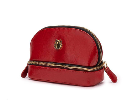 Skórzana kosmetyczka damska FK02 Solier czerwona - min. zamówienie 20 / 50 / 100 szt.