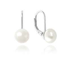 MINET Kolczyki srebrne z białą perłą