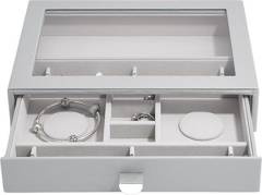 Szkatułka na charmsy Stackers Pebble classic kamienna szarość z szufladą i szklaną pokrywką