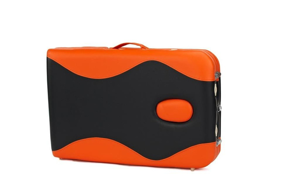 Stół, łóżko do masażu 3-segmentowe aluminiowe dwukolorowe Czarno Pomarańczowe