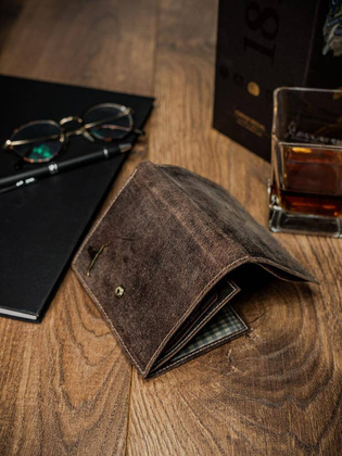 Portfel męski skórzany RM-06L-BAW BROWN